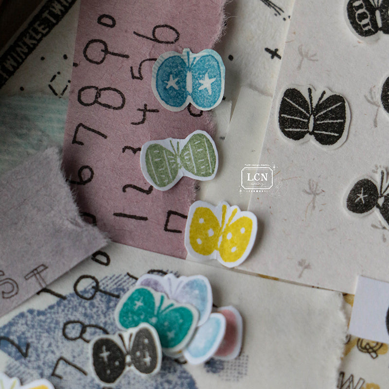 LCN shell butterflies compressed wood handle rubber stamp (8 in 1 set)