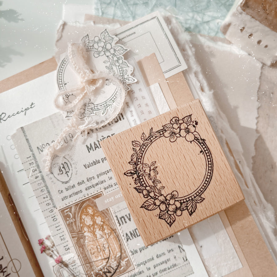 Journal Pages《Hand drawing floral labels 》 wooden Stamps