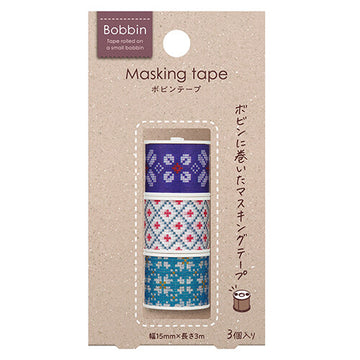 Kokuyo bobbin 3 roll set masking tape - knitted