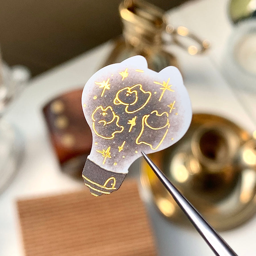 mewmewbeam vintage sticker - gold bulb