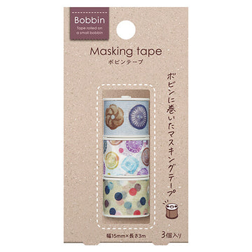 Kokuyo bobbin 3 roll set masking tape - button Beads