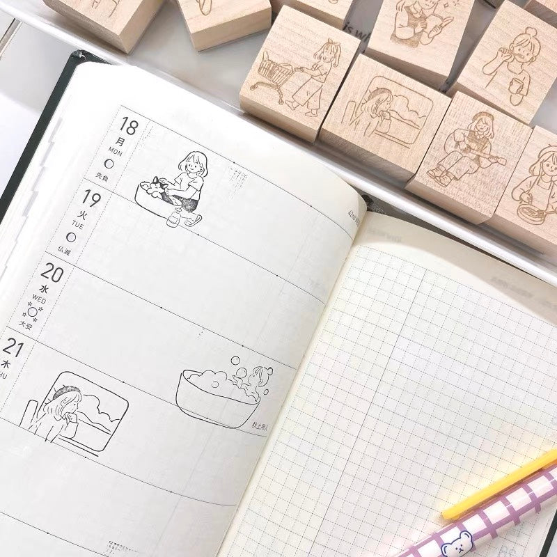 B.Book Girl's Daily Rubber Stamps – journalpages