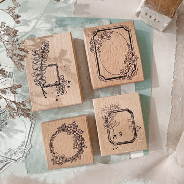 Journal Pages《Hand drawing floral labels 》 wooden Stamps