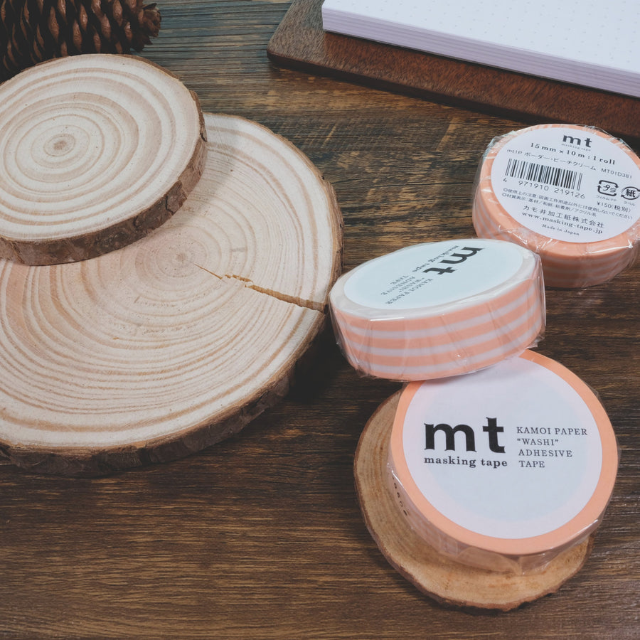 MT 1P border peach cream washi masking tape