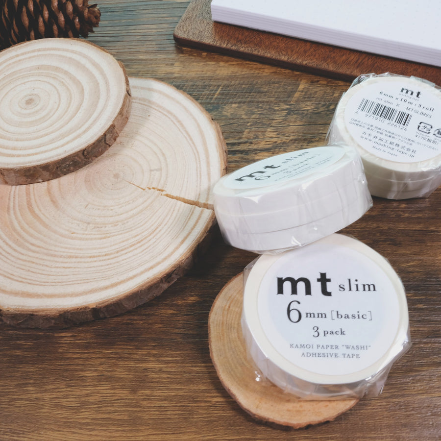 MT slim basic K matte white washi masking tape -3Rolls