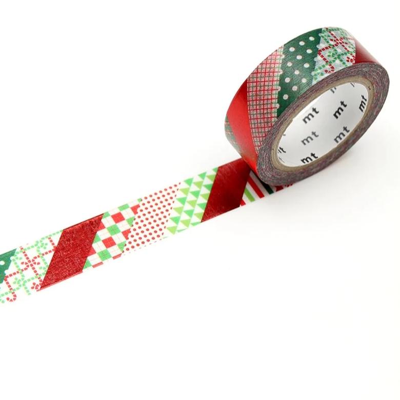 Collection of winter washi tape strips. Masking or adhesive tape
