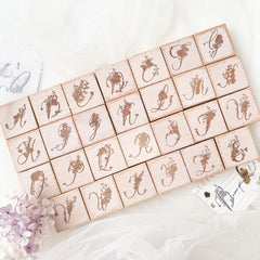 Journal Pages Alphabet & floral rubber stamp