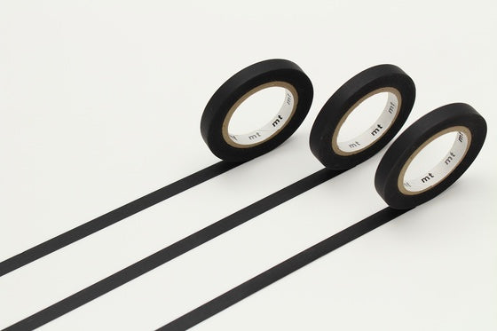 MT Matte Black Slim 6mm Washi Masking Tape - 3 Rolls