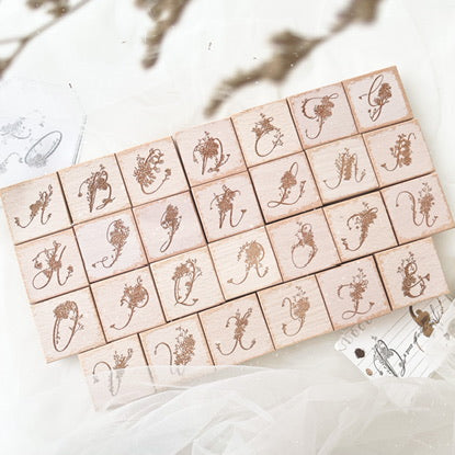 Journal Pages Alphabet & floral rubber stamp