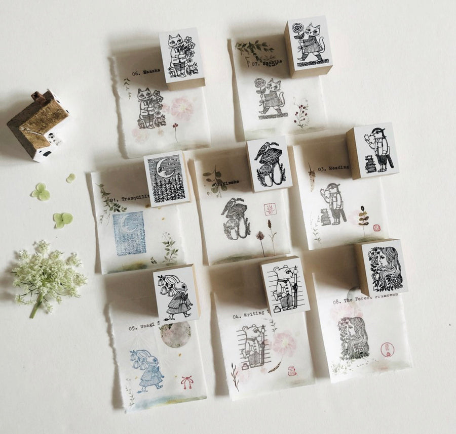 niconeco x Ryoko Ishii Collabration Rubber Stamp - Reading Time
