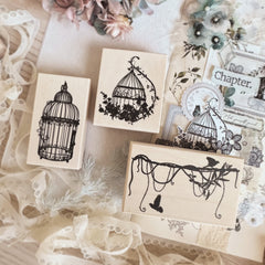 Journal Pages "In love with lace" rubber stamps - bird cage