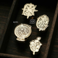 LCN Wax seal stamp set. - Stamp it! / About life / Wash away / The letter / Globe