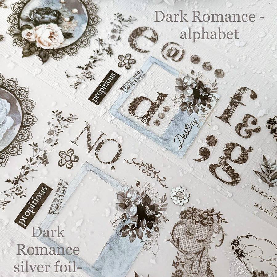Journal Pages Dark Romance Number Silver Foil Matte PET Tape, 75mm