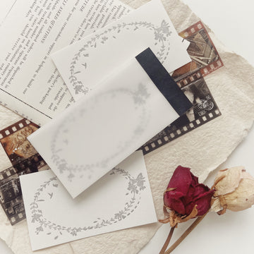 Journal Pages oval flower frame letterpress notepad