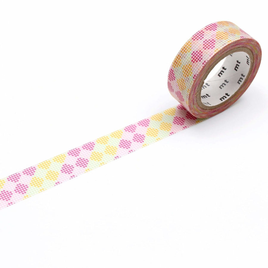 MT Deco Washi Tape Checkers Stripe Pink