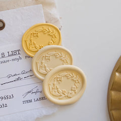 Orange journal studio wax seal stamps -  Floral wreath