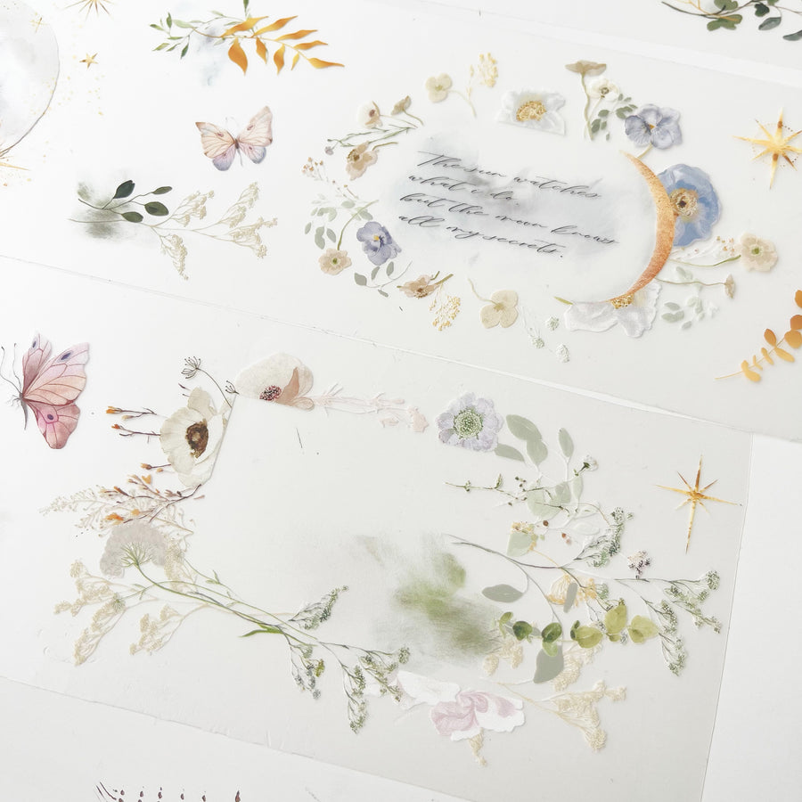 Journal Pages floral moon Pet tape