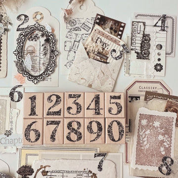 Journal Pages “lace numbers” rubber stamp set