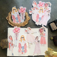Piscoletters sweet girls die cut sticker set