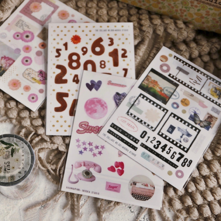 MooKA Studio collage sticker - brown & pink
