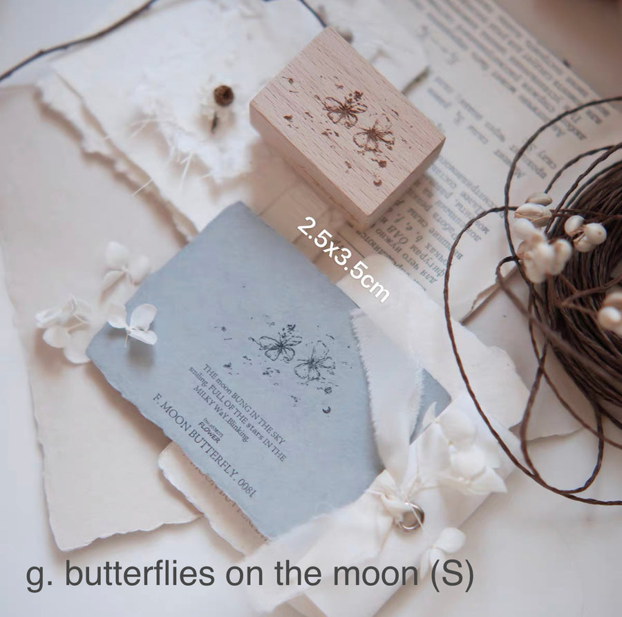 Jeenzaa - Zoey “butterflies on the moon ” Rubber Stamp