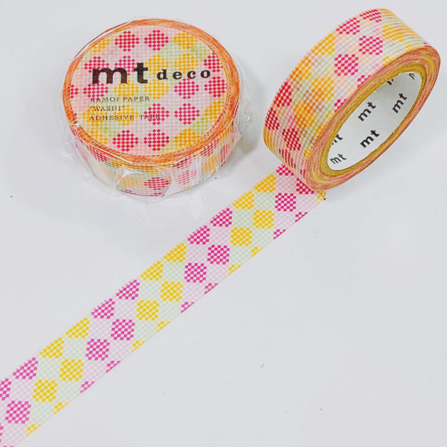 MT Deco Washi Tape Checkers Stripe Pink