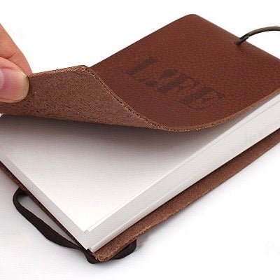 Life index cards on ring - leather cover