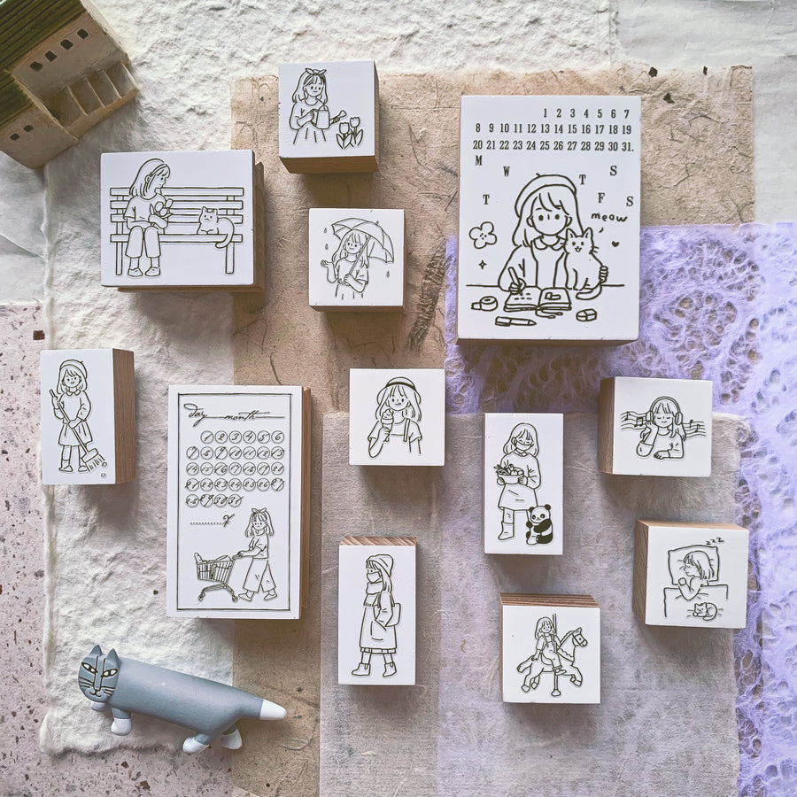 B.Book Girl's Daily II Rubber Stamps