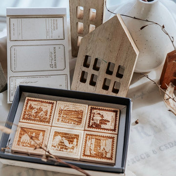 Meow Illustration Little Houses - Southern Highlands (6 pieces) Wooden Stamp Set