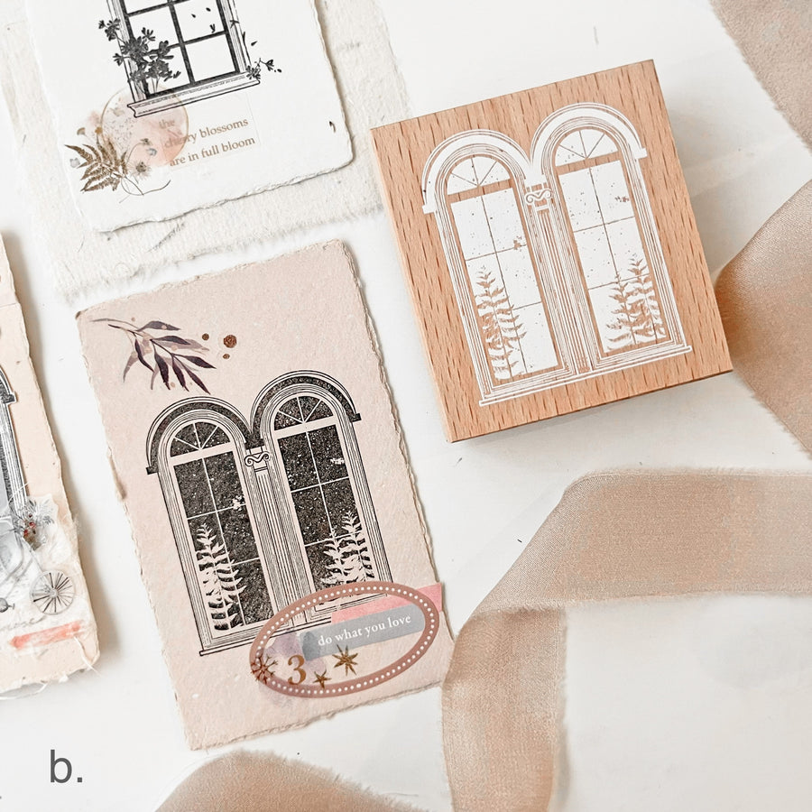 Journal Pages window series rubber stamps - spring