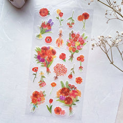 Mind Wave Flower Bouquet Washi Sticker - red