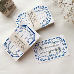 Journal Pages Blue floral Frame letterpress notecard - Lined