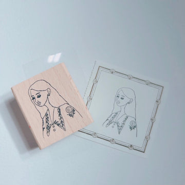 LDV embroidery collar girl rubber stamp