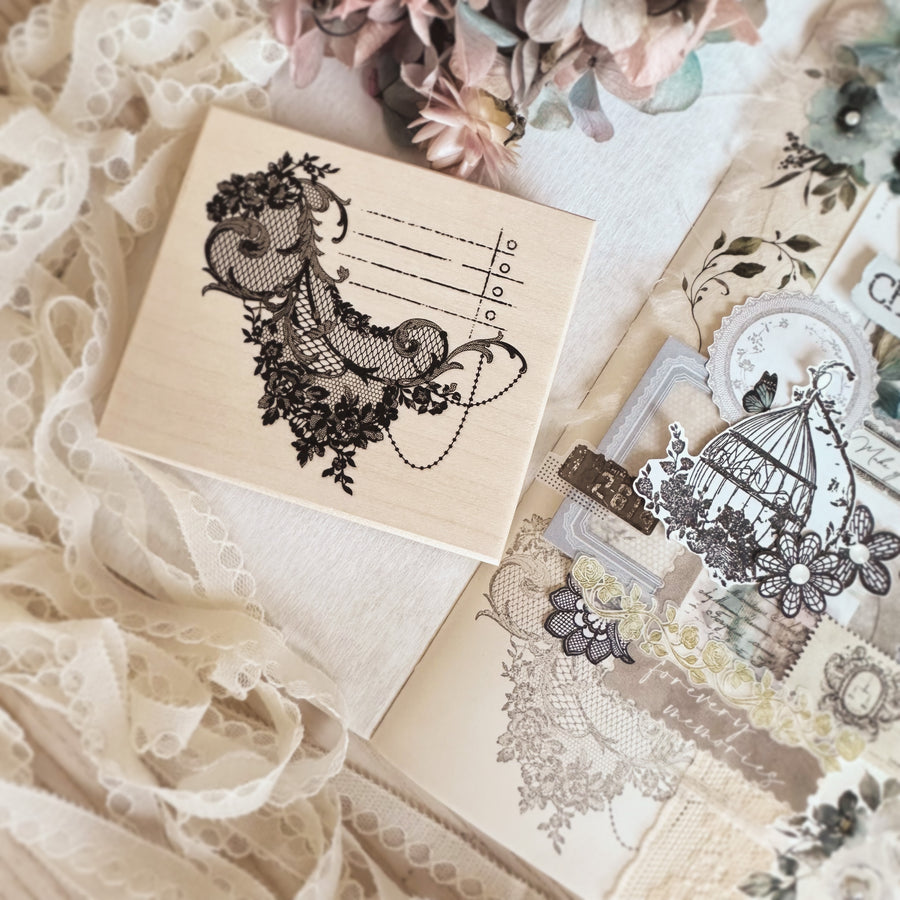 Journal Pages “In love with lace” rubber stamps - love lace