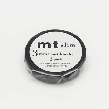 MT Slim Matte Black 3mm Washi Masking Tape - 3 Rolls